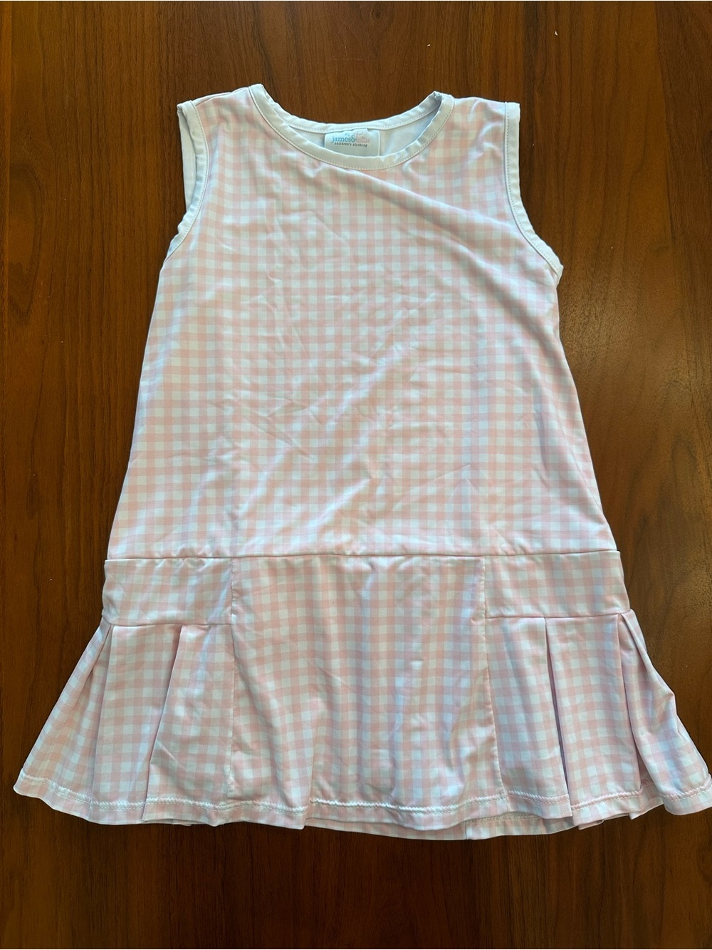 James & Lottie Pink Gingham Sleeveless Tennis Pleated Dress size 5